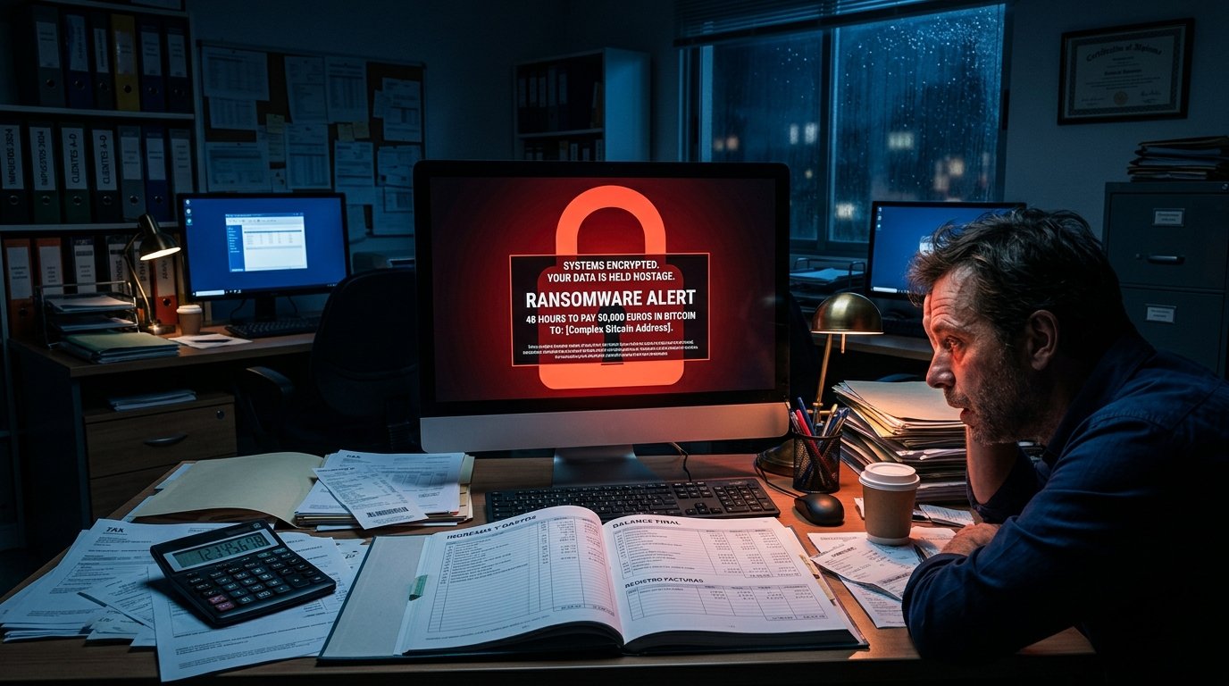 Ransomware atacando un despacho de asesoría